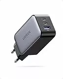 UGREEN Nexode 65W Caricatore USB C GaN Tech, Caricabatterie USB, Alimentatore USB C Compatibile con MacBook Air, iPhone 15/14/13, iPad, Samsung Galaxy S23 Ultra/S23+/S22, Google Pixel 7 PRO, Nero