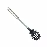 PRO-TOOLS & SOFT GRIP TOOLS KitchenCraft Professional Cucchiaio da Pasta/Servi Spaghetti in Acciaio Inox con Testa in Nylon Antiaderente, 35 cm, Colore Argento/Nero