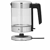 WMF Minis bollitore da cucina in vetro da 1 litro, piccolo bollitore senza fili, indicatore del livello dell'acqua, filtro acqua calcare, arresto automatico, 1900 Watt,