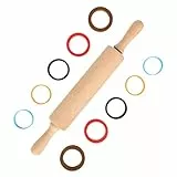 SUPER KITCHEN Mattarello per mattarello, regolabile, con anelli spessi in 5 misure, accessori da forno Rolling Pin con asse in metallo, maniglie per fondente, biscotti, pasta per pasta (44x5.6 cm)