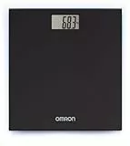 Bilancia digitale personale OMRON HN289 con ampio display LCD e piedini antiscivolo, bilancia personale extra piatta, nero
