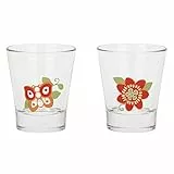 THUN, Set 2 Bicchierini in Vetro Decorato, Linea Quokka Love, 85 ml; Ø 5.9 cm ; 7 cm h