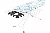 Brabantia - Asse da Stiro C - Per Caldaia a Vapore - Modello XL per Stirare - Fodera PerfectFlow Multistrato - Regolabile in Altezza - Robusto a Quattro Gambe - Pieghevole - Bubbles - 124x45 cm