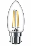 Philips Lighting Lampadina LED Oliva Filamento, Equivalente a 40W, Attacco B22, Luce Bianca Calda, non Dimmerabile