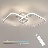 Seamoon Plafoniera LED Soffitto Moderna, 50w Plafoniera LED Dimmerabile Plafoniera LED Soffitto Rettangolare per Soggiorno Camera da Letto con Telecomando, 3000k-6500k Acrilico, Bianca, 69cm
