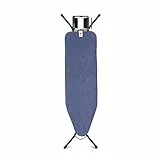 Brabantia - Asse da Stiro B - Per Ferro a Vapore - Regolabile in Altezza - Robusto a Quattro Gambe - Con la Mano Sinistra e Destra - Pieghevole - Denim Blue - 124x38 cm