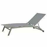 BRIGROS La voglia di fare Estosa - Oasi Lettino con ruote disponibile in diverse colorazioni, struttura in acciaio e verniciatura in polvere, seduta e schienale in textilene (Ecru)