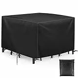 Linkyou Copertura Mobili Giardino Tessuto 600D Oxford, Rettangolare Copertura Tavolo Giardino Esterno Impermeabile Telo, Coperture per Arredo Esterno Anti-vento, Anti-UV, Antipolvere 126x126x74cm