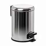TATAY Cestino da Bagno con Pedale in acciaio inossidabile con pedale, Capacità 3L, Interno rimovibile, Chiusura ammortizzata, Senza BPA, Colore metallico. Misure 17,5 x 22,5 x 25 cm
