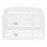 Iris Ohyama, Parco per cani, Gabbia per cani, Cuccia per cani con 4 pannelli, L91,5 x P91,5 x H60 cm, CI-604E WD, Bianco/Beige