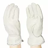 Amazon Basics - Guanti da lavoro in pelle con elastico sul retro, beige, XXL