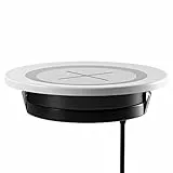 Supporto per passacavo per scrivania con superficie di ricarica rapida senza fili, caricatore wireless Qi certificato per mobili incorporati Funziona con iPhone, Galaxy serie (BIANCA)