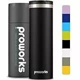 PROWORKS Tazza Termica da Viaggio 500ml, Riutilizzabile Acciaio Tazze Termica Caffe per Bevande Calde e Fredde, Mug da Viaggio Senza BPA e Isolamento a Doppia Parete A Prova di Perdita - Jet Nero