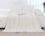 KANKAEU Coperta 160x200 cm, Coperta Pelliccia Morbida e Soffice, Plaid Decorative per Divano e Letti, Coperta Pile Calda e Accogliente, Plaid Matrimoniale, Plaid Divano, Copriletti, Colore Crema