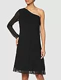 Marchio Amazon - TRUTH & FABLE Vestito Monospalla in Chiffon Donna, Nero (Black), 40, Label: XS