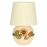 THUN, Lampada da Tavolo, Decorazione con Girasole in Ceramica Decorata a Mano, Versione Piccola, Linea Country, 15x16.5 cm h