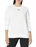 Under Armour UA Rival Fleece Crew, Felpa Donna, Bianco / / Nero, M
