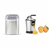 H.Koenig Macchina per il Ghiaccio KB14,12kg in 24h, Pronto in 13minuti, 2 Misure Cubetti,Silenzioso, Compatto,Senza impianto idraulico, Inox,120W & Agr80 Spremiagrumi Elettrico Professionale