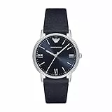 Emporio Armani Orologio Uomo, movimento a tre lancette, cassa in acciaio inossidabile argento da 41 mm con cinturino in pelle, AR11012
