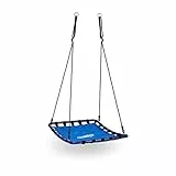Relaxdays Altalena a Nido Quadrata, Sedia Sospesa da Giardino, capacità di 113 kg, HxLxP: 153 x 98 x 74 cm, Blu Nero