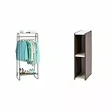 Iris Ohyama, Appendiabiti in metallo/appendiabiti con ripiani e ripiano/appendiabiti/appendiabiti in metallo - Marrone & nero & Libreria/scaffale per armadietto a 2 livelli/mobili laterali