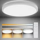 wowspeed Plafoniera con Soffitto con Telecomando, 36W 2500LM Lampada a LED Rotonda, IP44 Impermeabile Lampada da Soffitta, Luci Sottile, Dimmerabile 6000K/4000K/3000K per Bagno Cucina Garage Scale