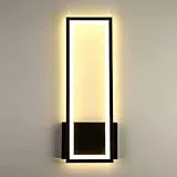 AUA Applique da Parete LED, 16W Quadrato Moderno LED Lampada da Parete Nero, Creativo Lampada da Muro Interno per Soggiorno Corridoio Bagno Scala, Luce Bianca Calda, 3000K