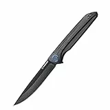 HARNDS Assassin Coltello Pieghevole Tascabile Lama in Acciaio Sandvik con Manico G10, Coltello Serramanico Integrato Cuscinetto a Sfere per Caccia, Campeggio, Sopravvivenza（Titanio + Nero）
