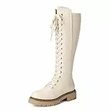 DREAM PAIRS Donna Stivali Alti al Ginocchio Stringate Scarpe Corte Caviglia Casual Boots Nero SDKB2203W-E Taglia 38 (EUR)