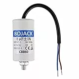BOJACK 8uF 450V Condensatore di avviamento del motore 34x63mm avviamento per motore Con cavo del condensatore M8 con dado Adatto per alla maggior parte dei motori