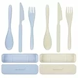 Posate Da Viaggio, 2 Set Di Posate In Plastica Riutilizzabili, Coltelli, Forchette, Cucchiai, Posate Campeggio Portatili Set Posate Da Viaggio Kit Posate Da Viaggio