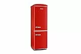 Severin Frigorifero Congelatore combinato Total NoFrost, Posa libera, Larghezza 60 cm, 315 L, Classe E, Veggibox inclusa, Retrò, Rosso, RKG 8997