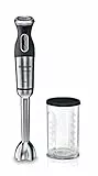 Bosch Elettrodomestici MaxoMixx - Frullatore a mano, con 1 accessorio, con cupola anti-aspirazione, 1000 W, in acciaio inox, 12 velocità, Nero