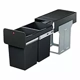 Hailo - Pattumiera da incasso per la raccolta differenziata per mobiletto da cucina | Doppio sistema di separazione 2 x 14 litri con estrazione completa | Montaggio in pochi secondi | EcoLine Design L