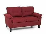 Totò Piccinni Divano Berlino in Tessuto 2 Posti Imbottito, con Braccioli, (L) 145x(P) 78x(A) 95 cm (Rosso)