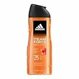 Adidas, Team Force Gel Doccia Bagnoschiuma 3 in 1 per Corpo, Capelli e Viso, Formula Vegana, 400ml