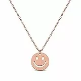 GD GOOD.designs EST. 2015 Collana smile da donna in oro, argento o rosa I Collana regolabile con ciondolo smile rotondo in acciaio inossidabile impermeabile (Oro rosa)