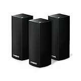 Linksys Velop WHW0303 Sistema WiFi 5 mesh WLAN Tri-Band AC2200, router, range extender WiFi fino a 525 m² di copertura per 60 dispositivi, MU-MIMO, filtro famiglia, Confezione da 3, Nero