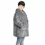 Uplayteck Coperta con Maniche e Cappuccio per Bambini, Vestaglia Super Morbida in Pile, Calda e Confortevole Felpa Coperta Indossabile Oversize per Ragazza e Ragazzo