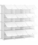 HOOBRO Scarpiera, Scaffale Portascarpe a 12 Scomparti, con Sportello, Scaffale Componibile in Plastica, Scaffale Portaoggetti Modulare, per Corridoio, Portico, Dormitorio, Bianco EWT38SC01