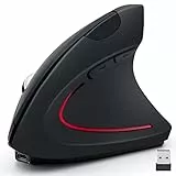 VEGCOO Ergonomische Maus, wiederaufladbare vertikale kabellose 2,4-GHz-Maus: Optische Mäuse mit angenehmer mattierter Textur, USB-Empfänger, 6 Tasten, 3 einstellbare DPI 800/1200/1600, kompatibel mit
