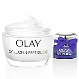 Olay Set Giorno E Notte: Collagen Peptide 24 Crema Giorno Per Il Viso 50ml, + Retinol 24 Crema Notte Idratante Per Il Viso 15ml Idrata All’Istante Per 24 Ore