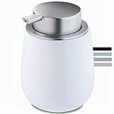 KADAX Dispenser di sapone in ceramica dispenser con pompa in plastica dispenser lozione per bagno cucina 12,5 x 9,5 cm dispenser sapone liquido dispenser sapone sapone liquido (bianco)