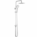 GRIFEMA COLUMNA-G7005, Sistema Doccia con Deviatore, Soffion, Flessibile Doccia, 3 Doccetta a Spruzzo, Supporto, Barra regolabile, Colonna Doccia senza Miscelatore (G1/2 Pollici), Cromo/Argento