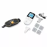 Beurer EM 39 Cintura EMS per Addominali e Dorsali, Circonferenza vita: circa 75 130 cm & EM 49 Elettrostimolatore Digitale TENS EMS con Funzione Massaggio Relax, Bianco/Nero