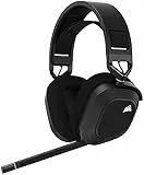 Corsair HS80 RGB WIRELESS Gaming Headset Premium con Audio Dolby Atmos, Bassa Latenza, Microfono Omnidirezionale, Fino a 20 Ore Batteria, Compatibile Con PC/Mac/PS5/PS4, Carbon