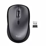Trust Yvi+ Mouse Wireless Silenzioso con Design Sostenibile, 800-1600 DPI, per Mano Sinistra e Destra, Microricevitore USB, Mouse Senza Fili Compatto per PC, Computer, Laptop, Mac - Nero