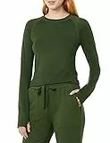 Amazon Essentials Maglietta Sportiva a Maniche Lunghe Senza Cuciture Donna, Verde Oliva Scuro, S