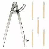 FINDIR Compassi per Tracciare 200 mm Compasso Professionale con Arco di Regolazione e Portamatite Compasso Falegname per Disegnare Cerchi Pelle Carpenteria Disegno Tecnico DIY