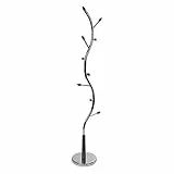 VERSA Swindon Appendiabiti da Terra in Stile Minimalista, Attaccapanni da Terra per Ingresso, con 9 Ganci o Appendiabiti, Misure (A x L x l) 185 x 30 x 30 cm, Metallo, Colore Argento